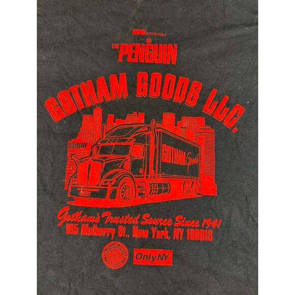 Only My Men's Large Black Red HBO The Penguin Gotham Goods LLC. NYC Promo Tee - Picture 4 of 10